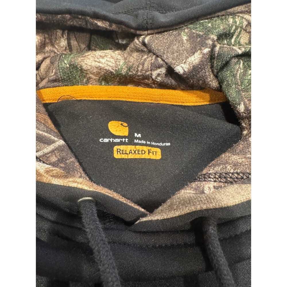 Carhartt Force Hoodie Mens Medium Black Camo Lined Relaxed Fit Sweatshirt 102314 - Picture 5 of 9